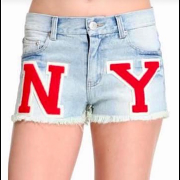 JOYRICH LETTERMAN PATCH VARSITY DENIM SHORTS NWT - Picture 6 of 6
